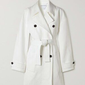 Women’s Belted Double Breasted White Trench Coat sz M